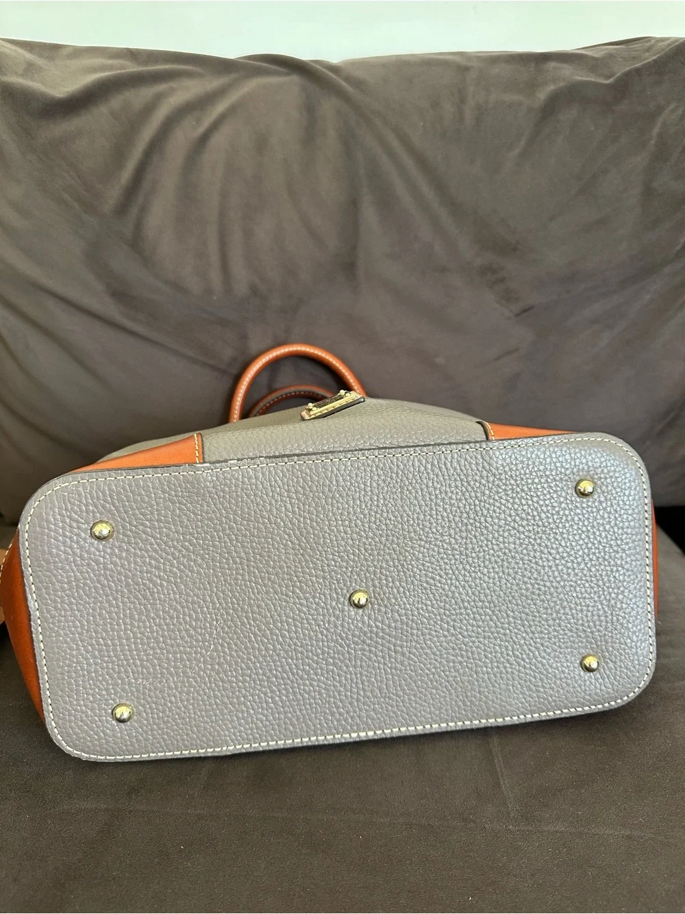Dooney & Bourke Brenna Gray Brown Leather Satchel Bag